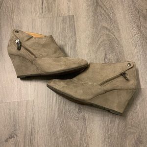 Taupe wedge booties